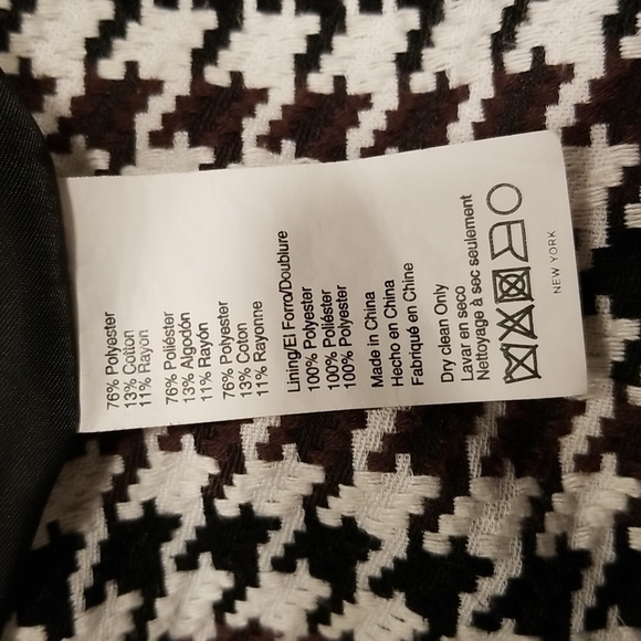 💕DEREK LAM COLLECTIVE💕 Houndstooth Bell Sleeve Coat Black White Brown 50 NWOT - Picture 14 of 14